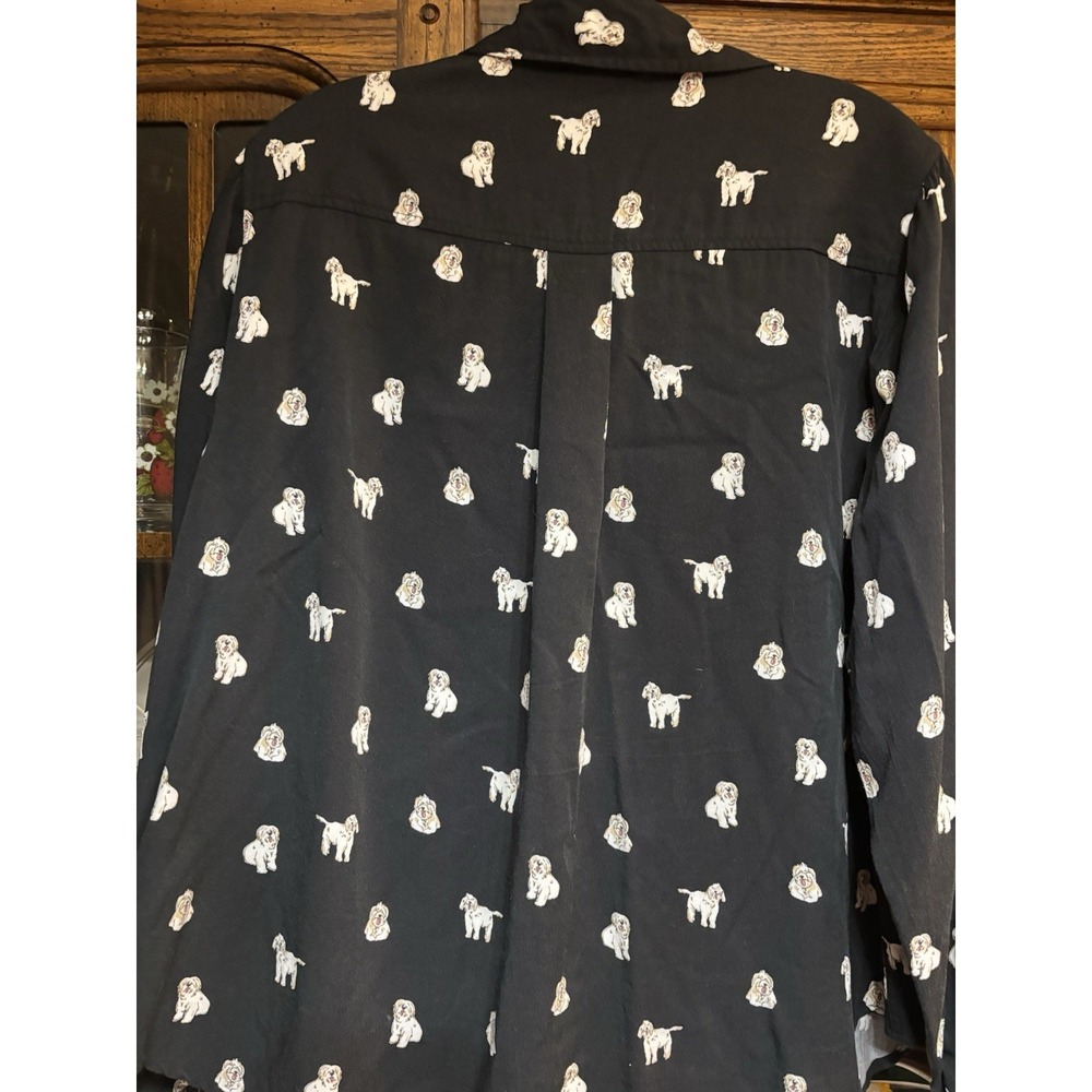 Torrid Women's Long Sleeve Button Down Shirt Black With White Dogs‎ Size 00 Fun - Picture 5 of 8